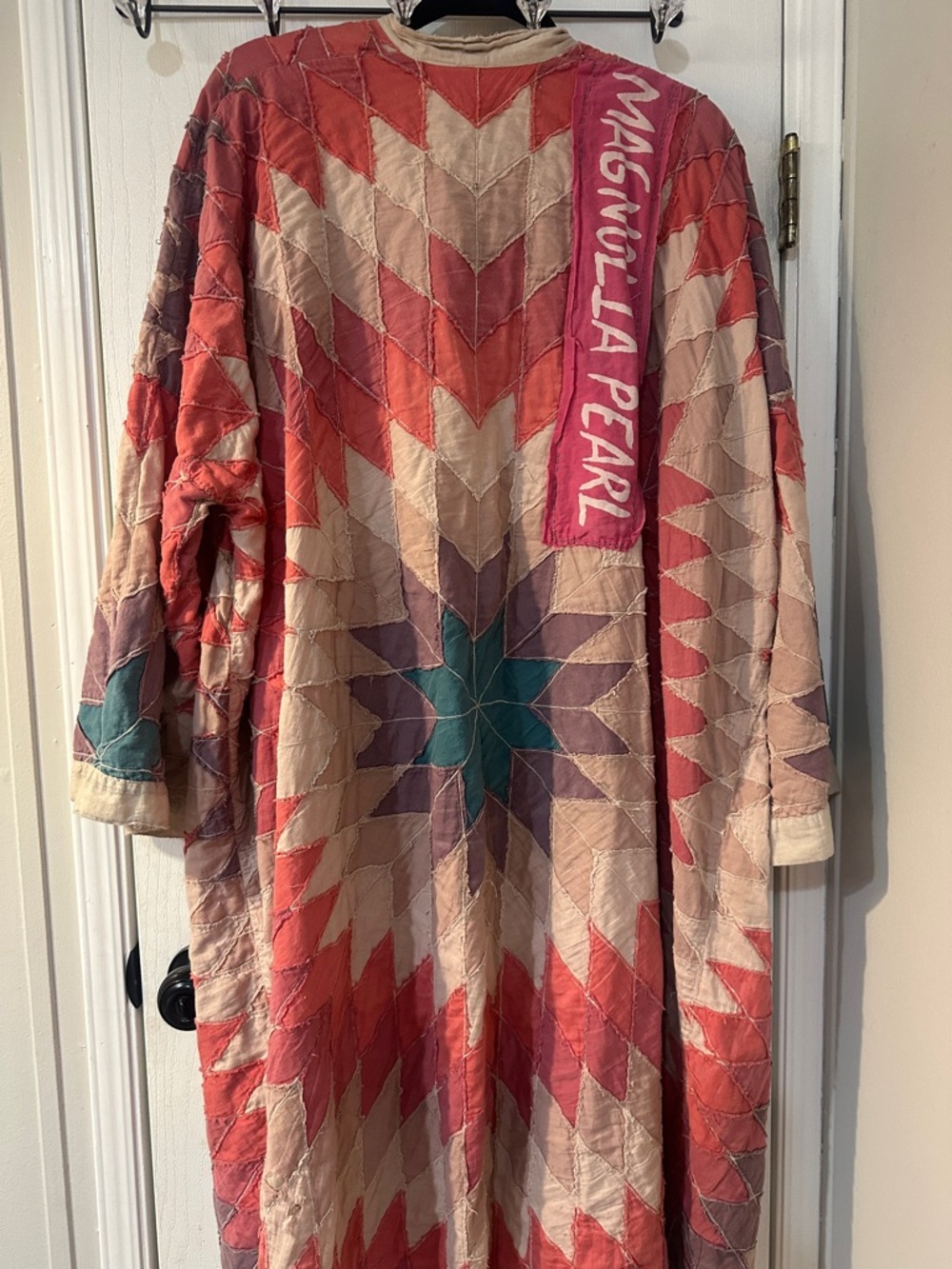 Magnolia Pearl Coral Patchwork Open-Front Kimono - Picture 2 of 6